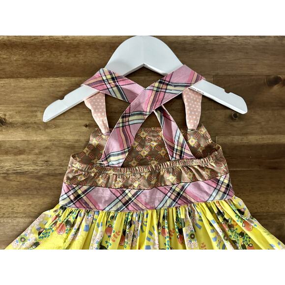 Matilda Jane Happy & Free Confectionery Knot Dress Sleeveless Floral Brown Pink - Picture 7 of 9